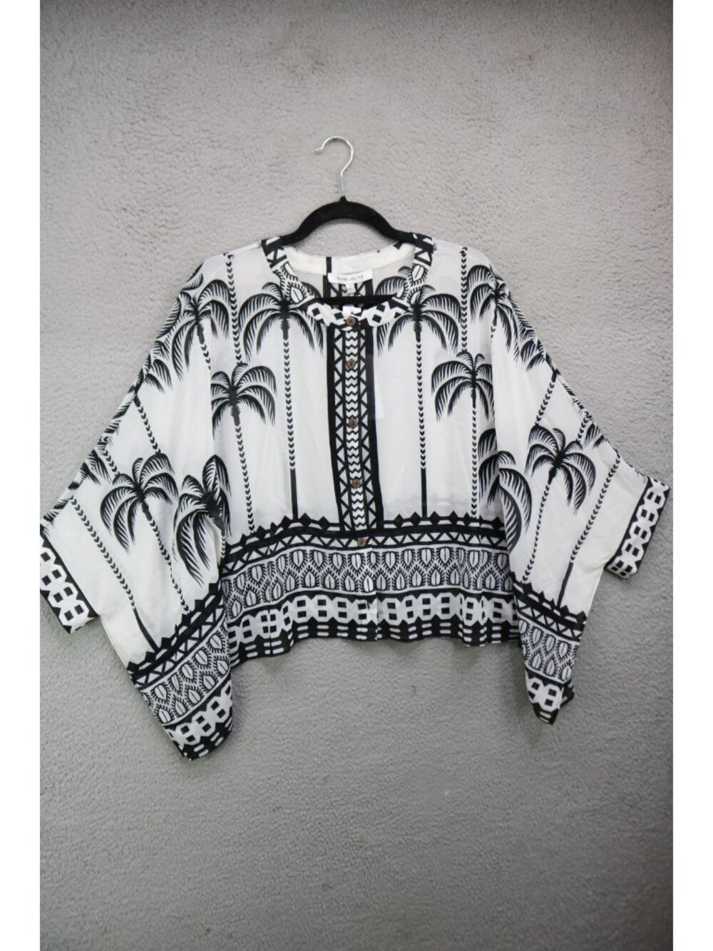 Rose & Olive Boxy Cropped Button-Up Sheer Top-Small-NWT-Beachy-Resort-Oversized